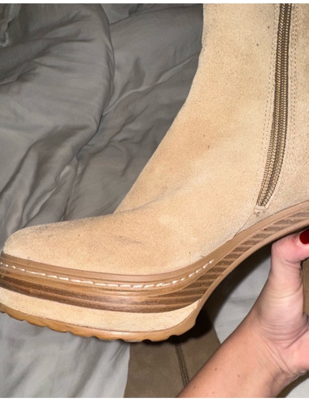 Steve Madden Tan Suede Platform Ankle Bootie - Picture 9 of 11